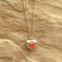 インカローズ ハートペンダント（艶消し）ネックレス60cm/シルバー