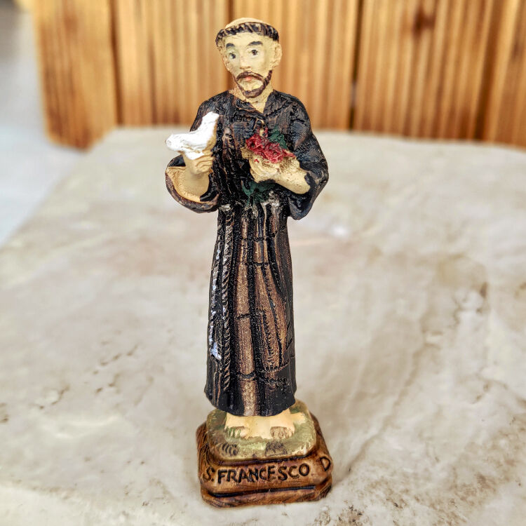 アッシジ・サンフランチェスコ像の置物（小鳥とバラ-b） | Fairy & Witch