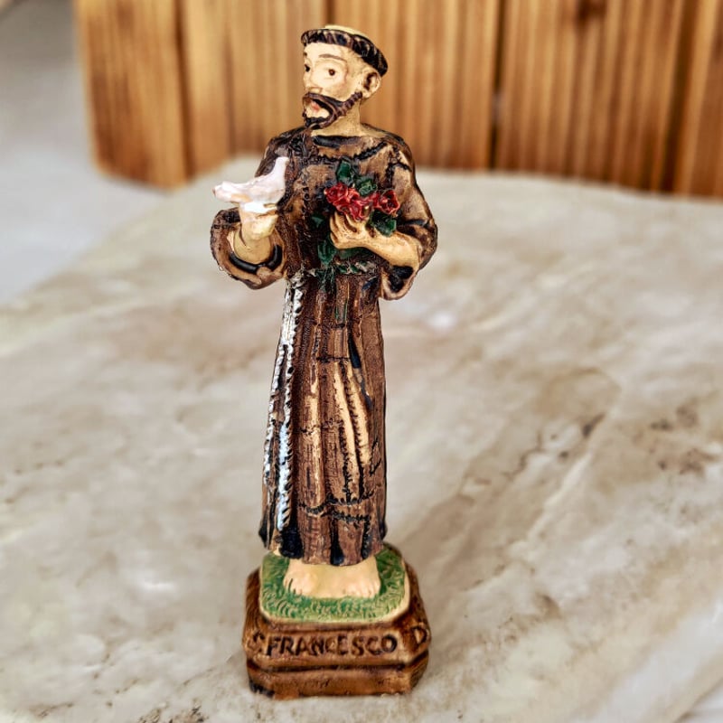 アッシジ・サンフランチェスコ像の置物（小鳥とバラ-a） | Fairy & Witch