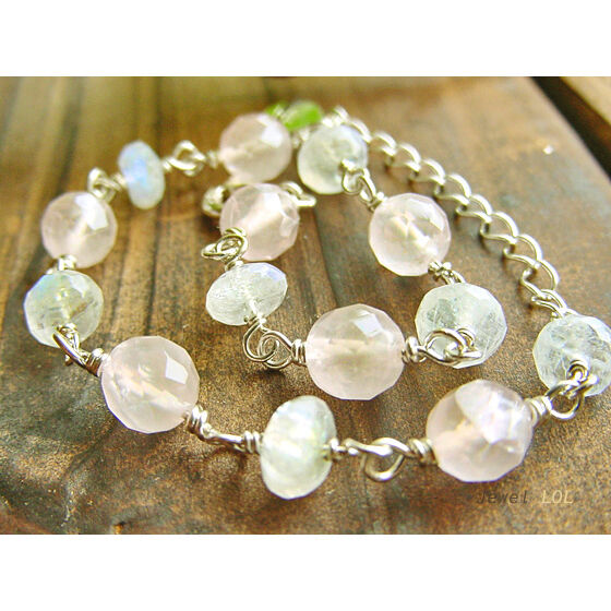 ローズクォーツ&ブルームーンストーン ブレスレット/銀線 | Fairy & Witch