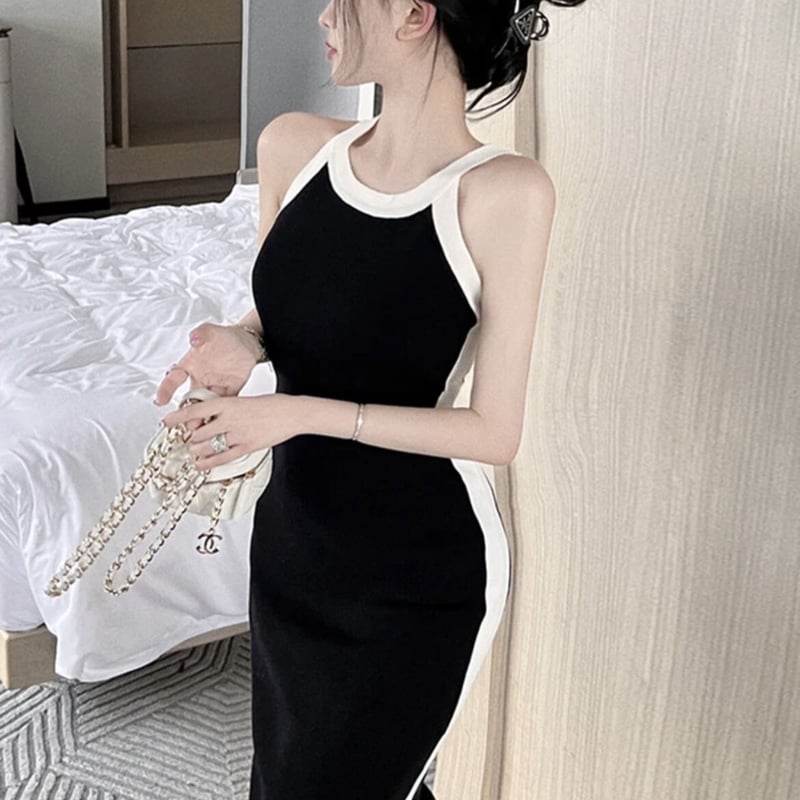クロシェニット ブラック タイトワンピース クロシェニットワンピース – Maison de Lyla