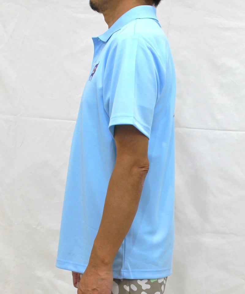 バックリカオンリングポロシャツ〔サックス/オレンジ/ブラック