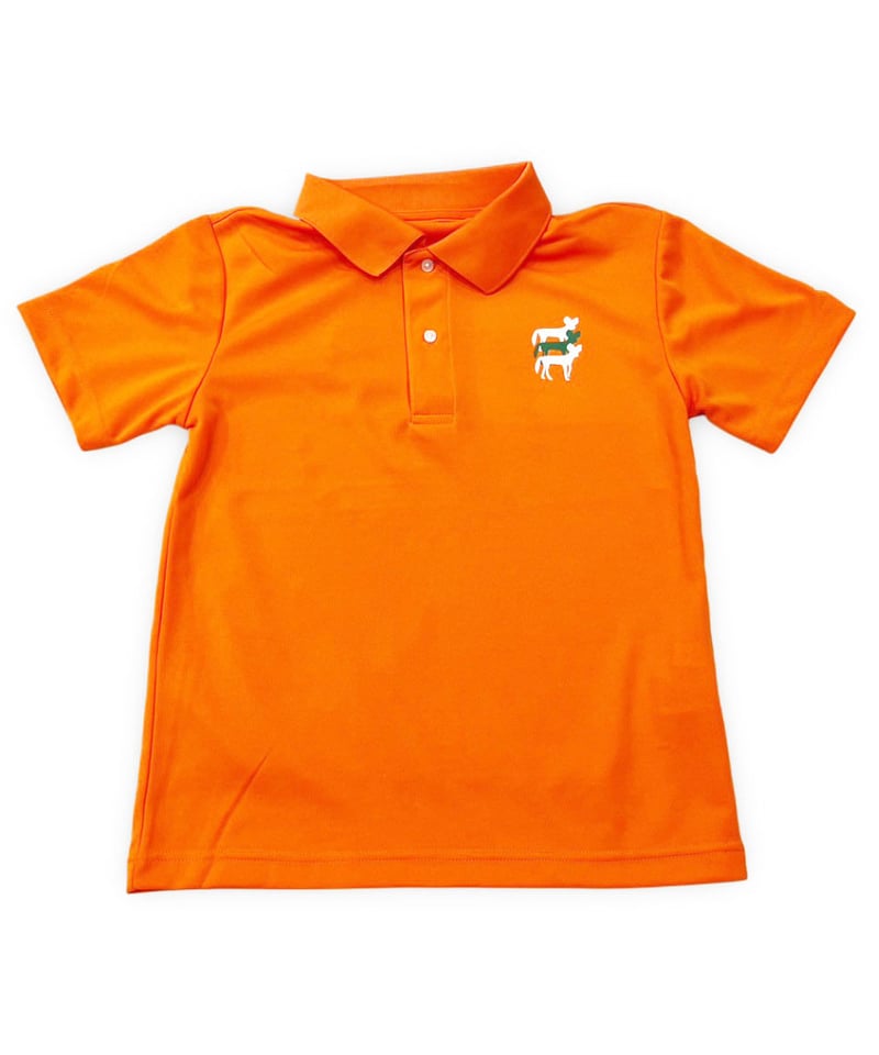 バックリカオンリングポロシャツ〔サックス/オレンジ/ブラック