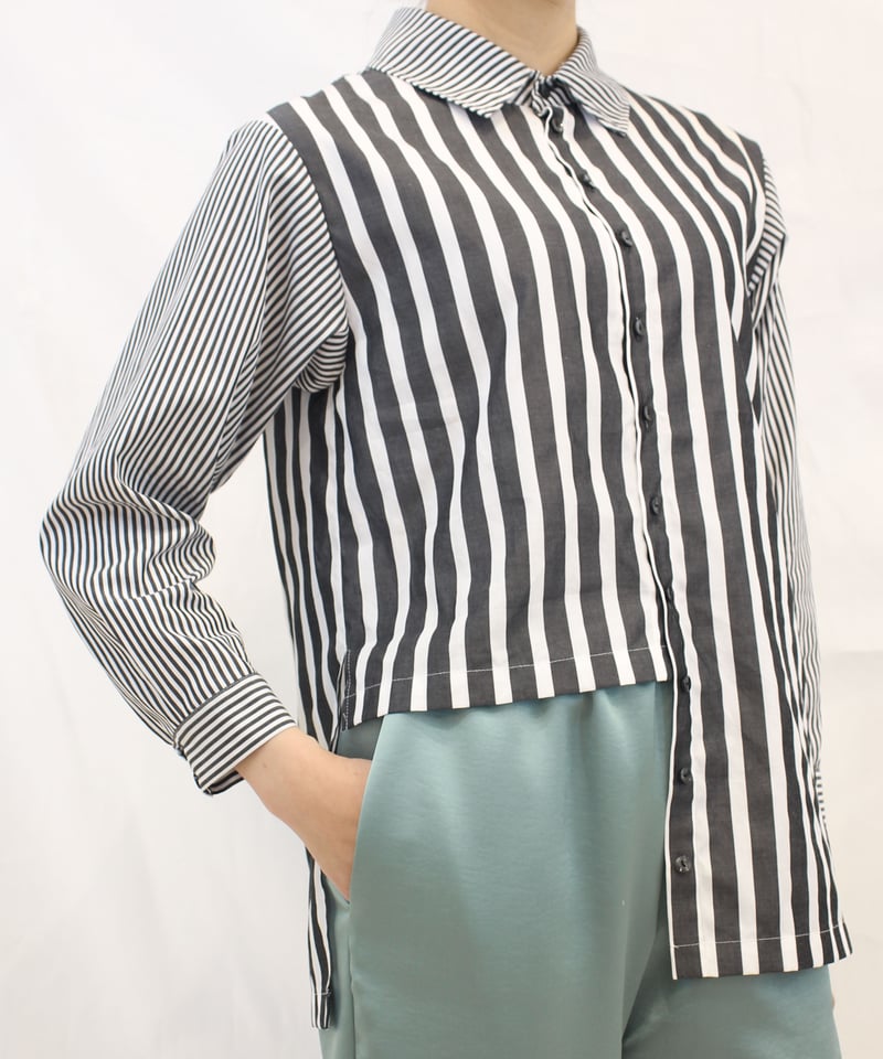 stripe asymmetric shirt | savanni aani