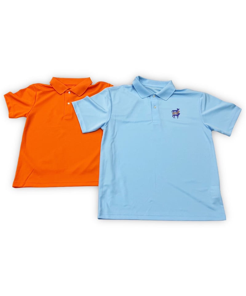 バックリカオンリングポロシャツ〔サックス/オレンジ/ブラック