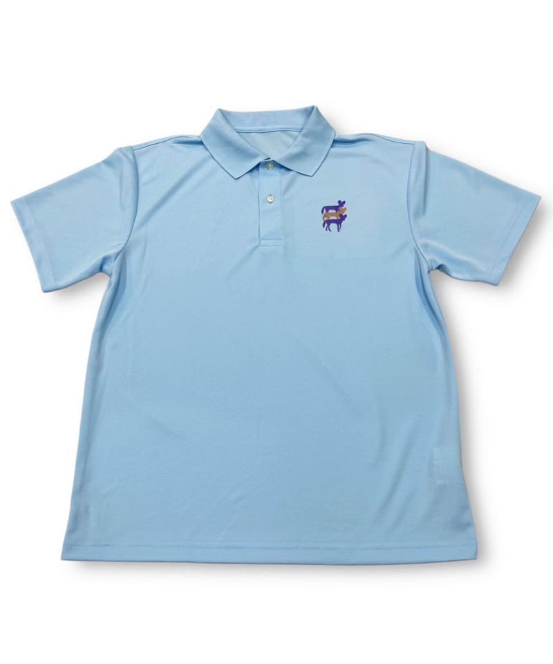 バックリカオンリングポロシャツ〔サックス/オレンジ/ブラック