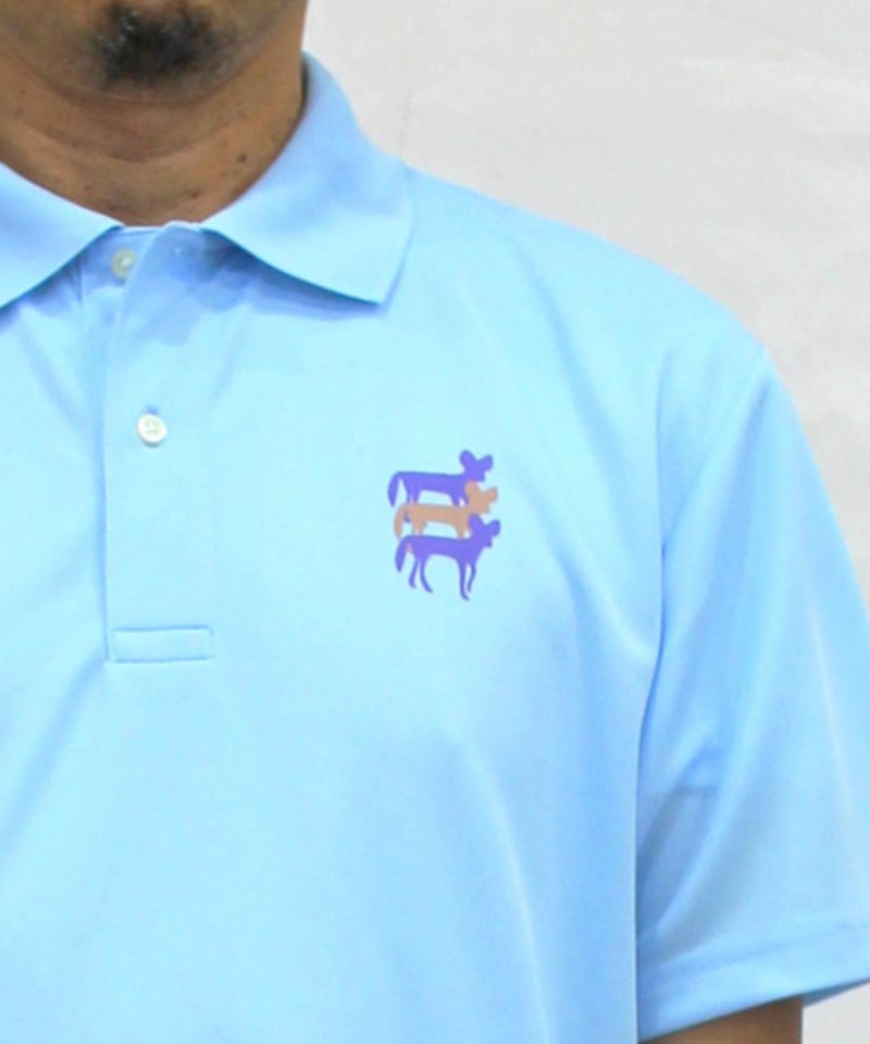 バックリカオンリングポロシャツ〔サックス/オレンジ/ブラック