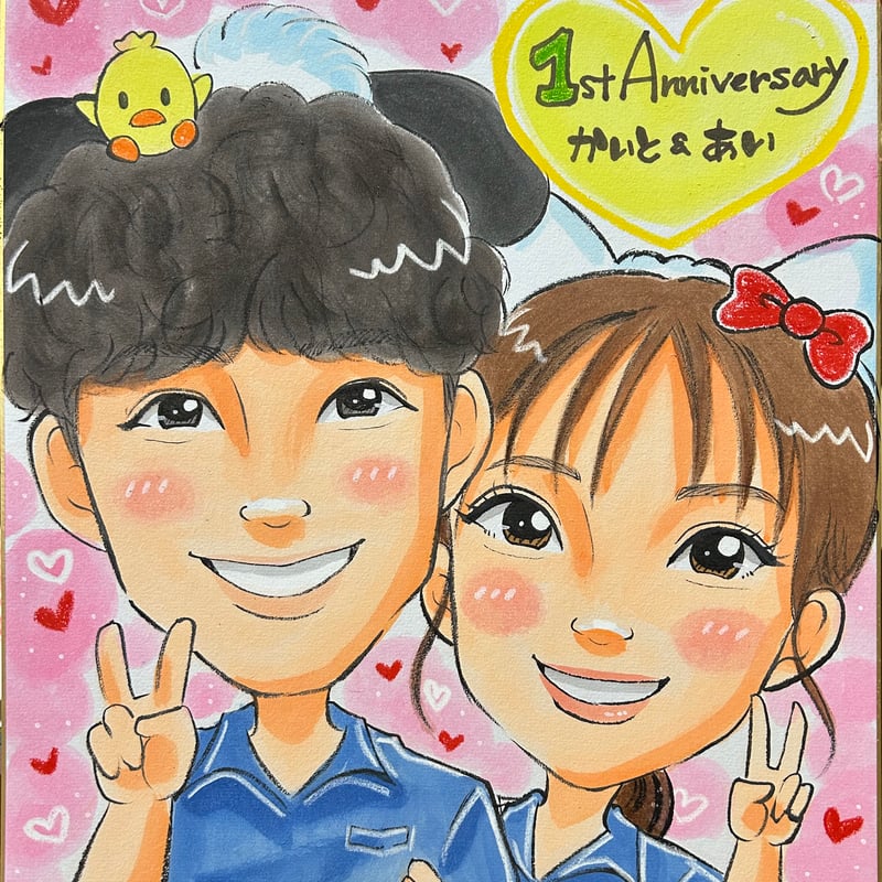 ☆色紙手描き 【2名】 | 似顔絵mally.color 【ｶﾗﾌﾙPOP似顔絵】