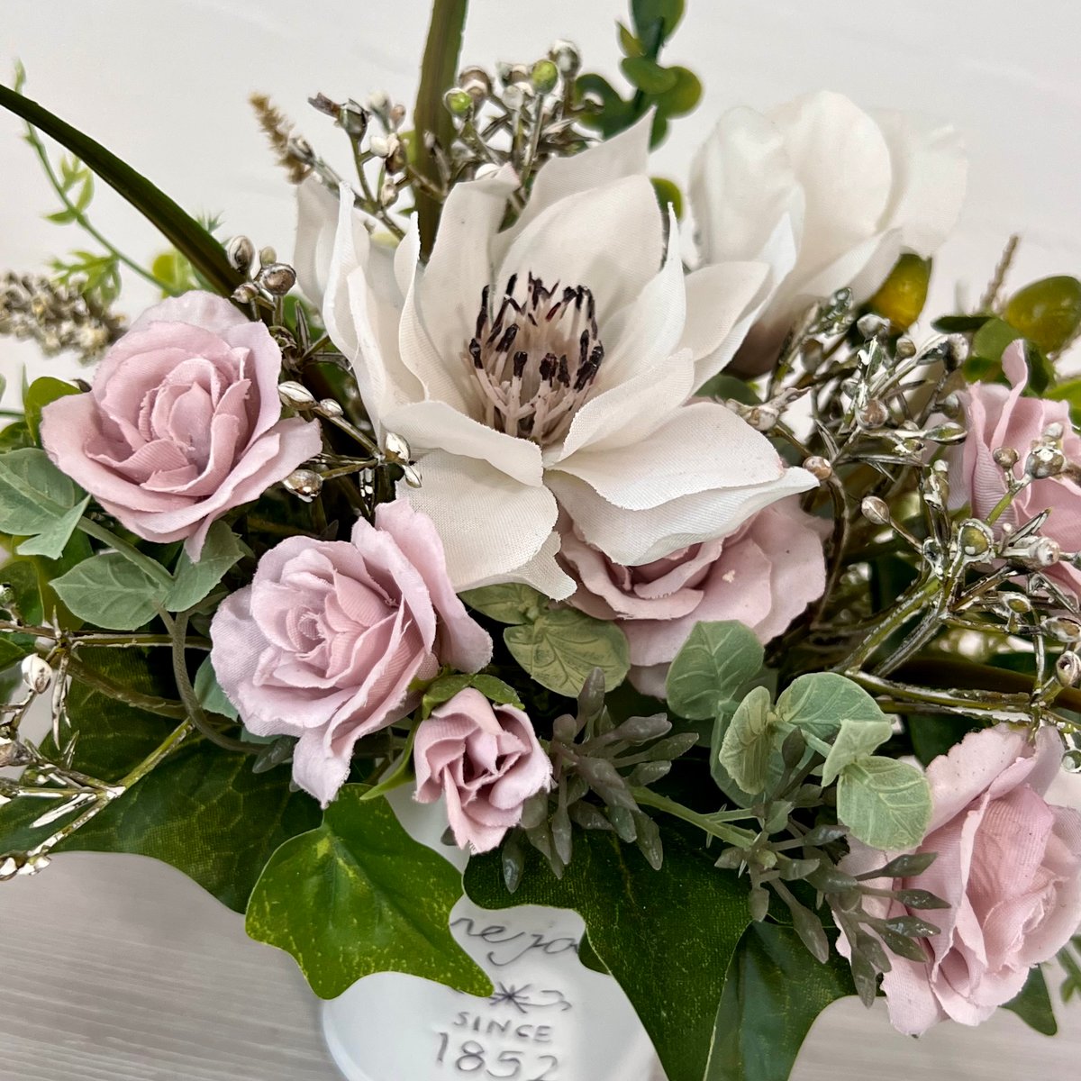 JUNFLOWER - ピンク白バラ華やか アーティフィシャルフラワーアレンジ