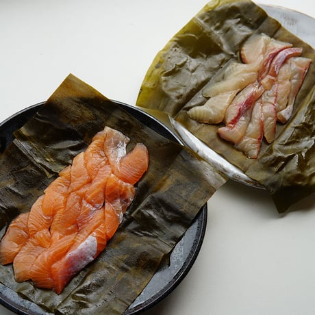 【産地直送】イワナ・ニジマス2種の昆布〆食べ比べセット 焼岩魚だし醤油付き（冷凍・石川県産）