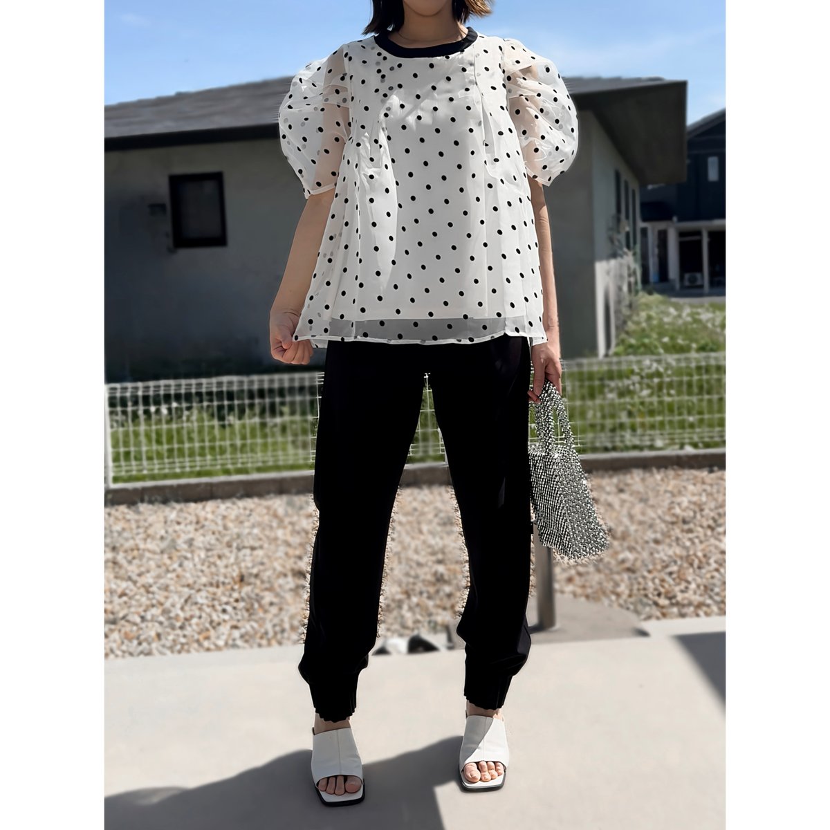 epa organdy dot blouse“BLK”新品未使用 organdy dot blouse“BLK” - ëpa