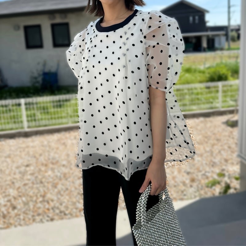 epa organdy dot blouse“BLK”新品未使用 organdy dot blouse“BLK” - ëpa