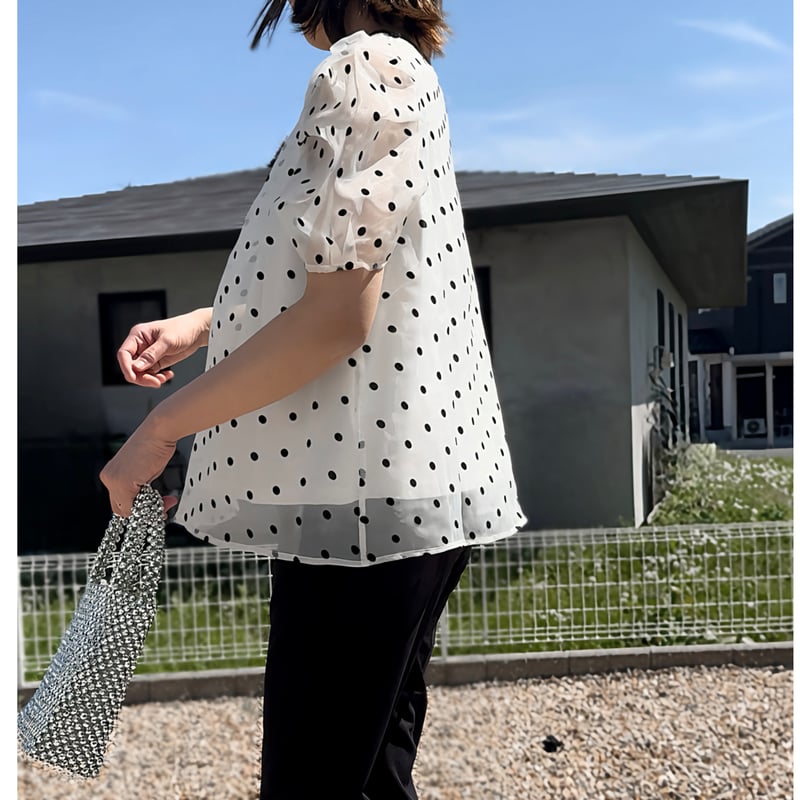 epa organdy dot blouse whiteドットオーガンジー epa organdy dot blouse whiteドットオーガンジー organdy dot