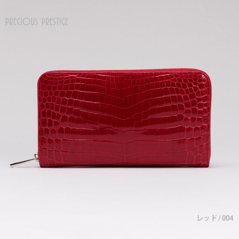 【新品】スモールクロコ　ドラーロ　エクサルティファクト　グリーン　ラウンドジップ CROCODILE(クロコダイル) 開運花柄型押し ラウンドファスナー長