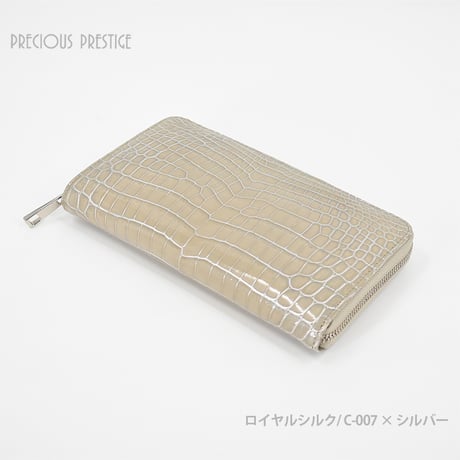 クロコダイル財布 ラウンドジップL シャイニングタイプ SCR-11806G〈目地染め全3色〉