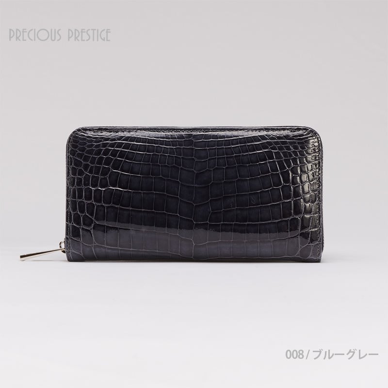 定価25万PRECIOUS PRESTIGE ラウンドジップ シャイニングクロコ ラウンドジップシャインニングクロコ パールホワイト | precious-prestige