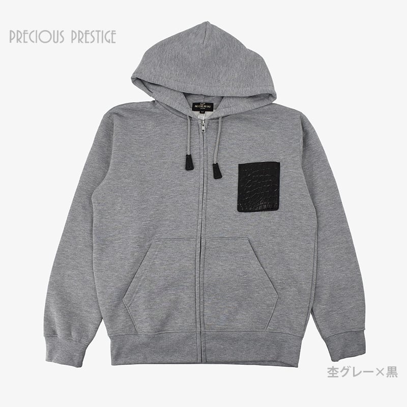 クロコポケット付きスウェットパーカー <全2色> | precious-prestige クロコポケット付きスウェットパーカー <全2色> | precious-prestige