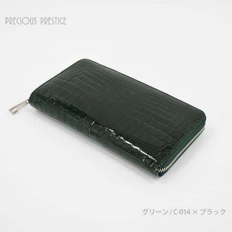 クロコダイル財布 ラウンドジップL シャイニングタイプ SCR-11806G〈目地染め全3色〉