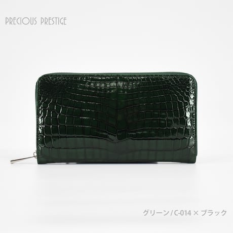 クロコダイル財布 ラウンドジップL シャイニングタイプ SCR-11806G〈目地染め全3色〉