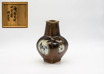 民藝 河井寛次郎？ 呉須百合辰砂角鉢 未鑑定品 民藝 河井寛次郎？河井武一？ 呉須百合辰砂角鉢 未鑑定品 民