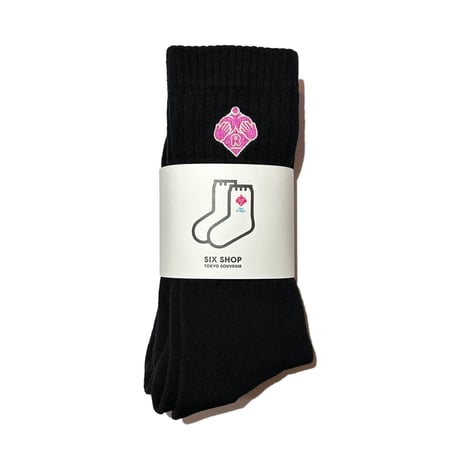 刺繍ソックス2足パック（ブラック）  Embroidered Glamorous Logo Socks 2-Pack（Black）