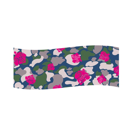 グラマラスカモ手ぬぐい（ブルー×グレー×グリーン×ピンク）Glamorous Camouflage Tenugui