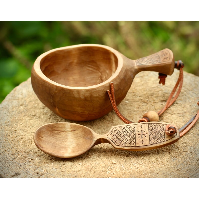 白樺のククサとスプーンセット2 | Ryuji Woodworks