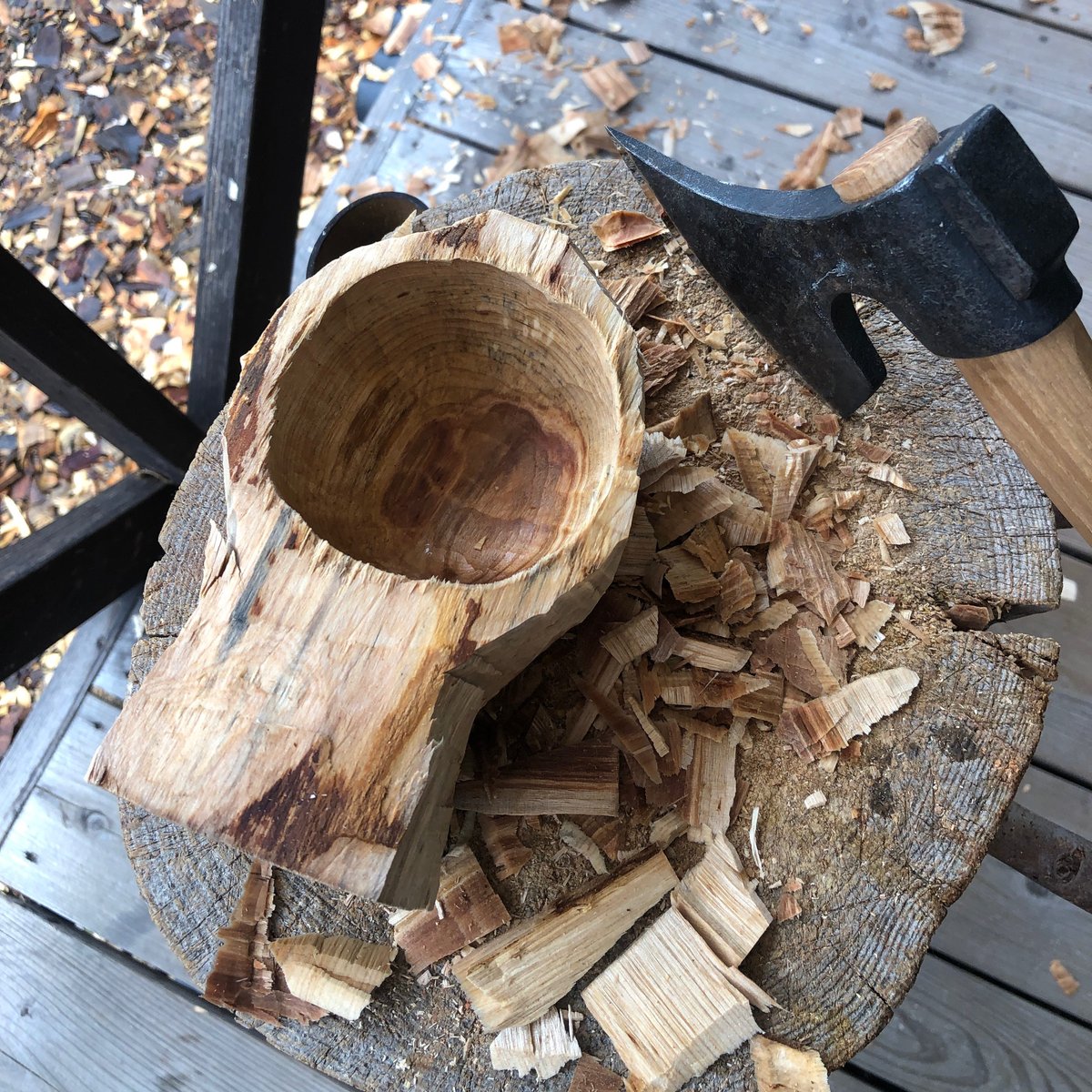 なつなつ　手彫り　ククサ　白樺　瘤　コブ　一点もの　ソロキャン　グル コイヴマー／フィンランド産ククサ／2つ穴ハンドル190cc／白樺の