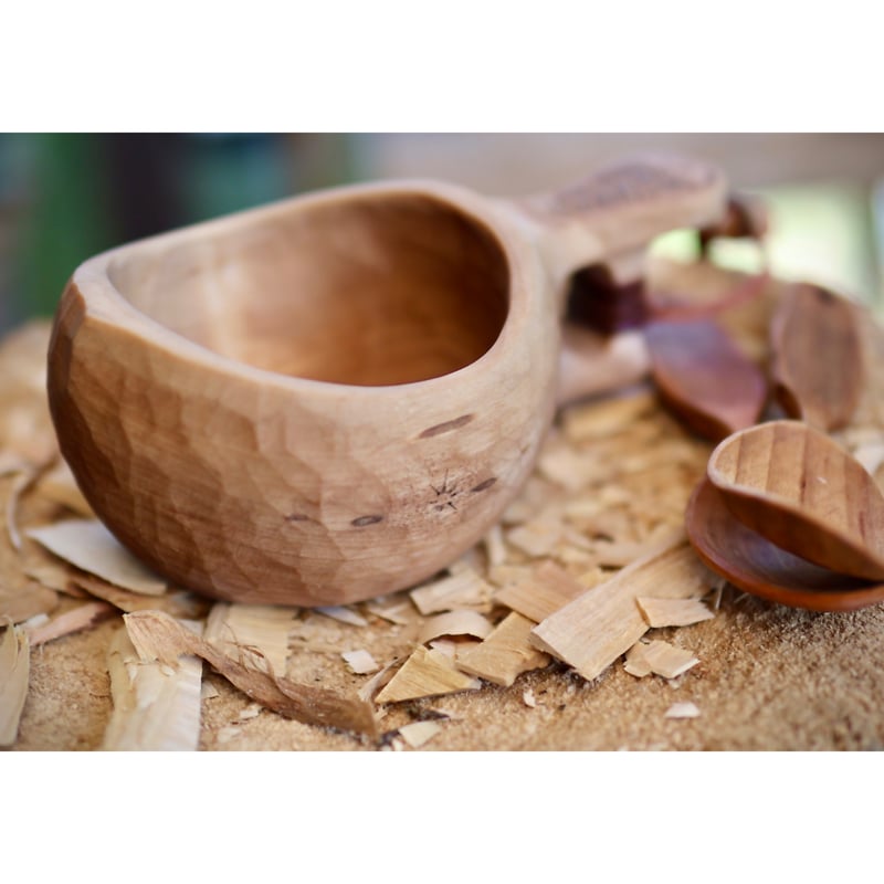白樺のククサとスプーンのセット | Ryuji Woodworks