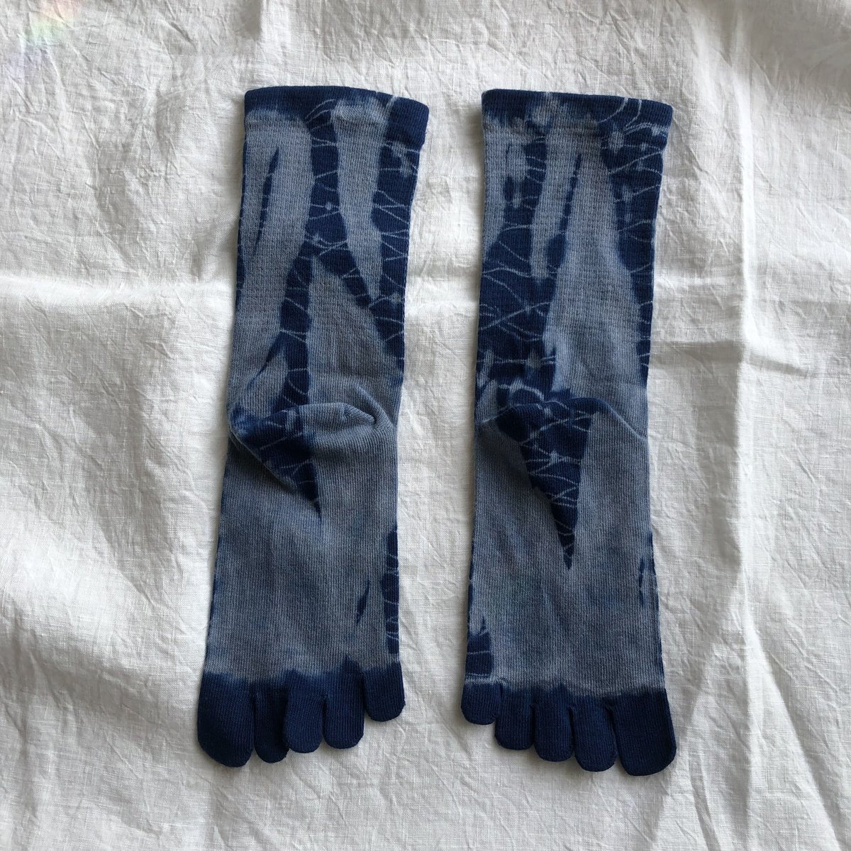 藍染め5本指くつした【しぼり】 | ぽんぽん