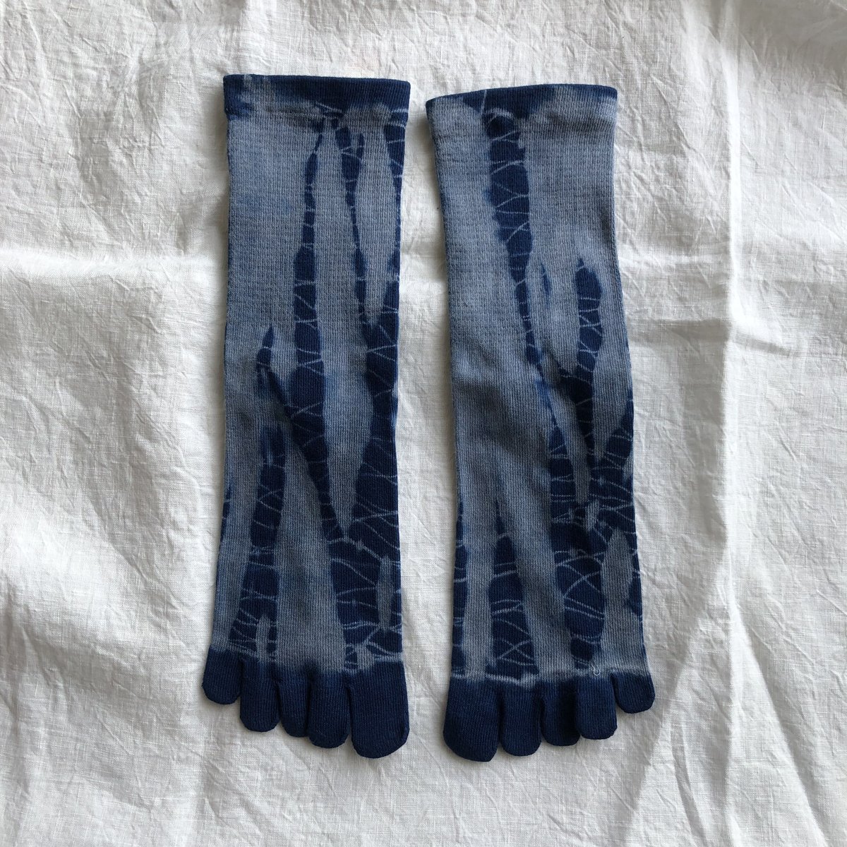 藍染め5本指くつした【しぼり】 | ぽんぽん