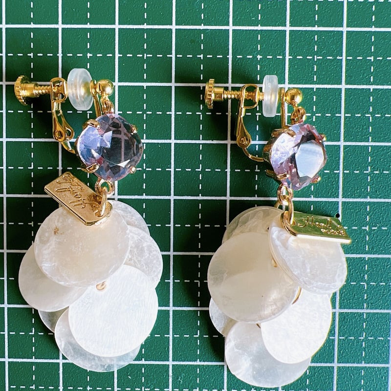 パープルシェルイヤリング・ピアス | peth handmade accessory store