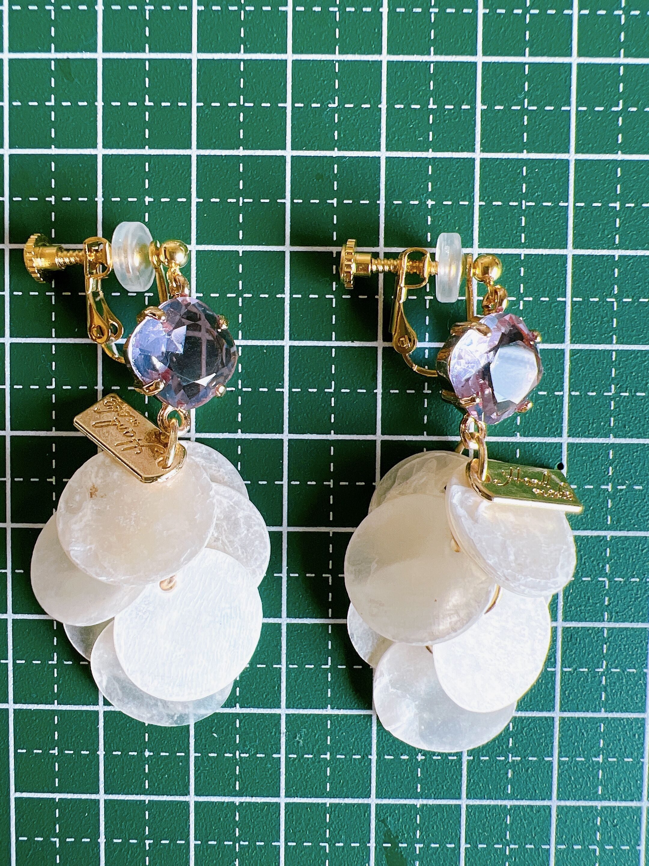 パープルシェルイヤリング・ピアス | peth handmade accessory store