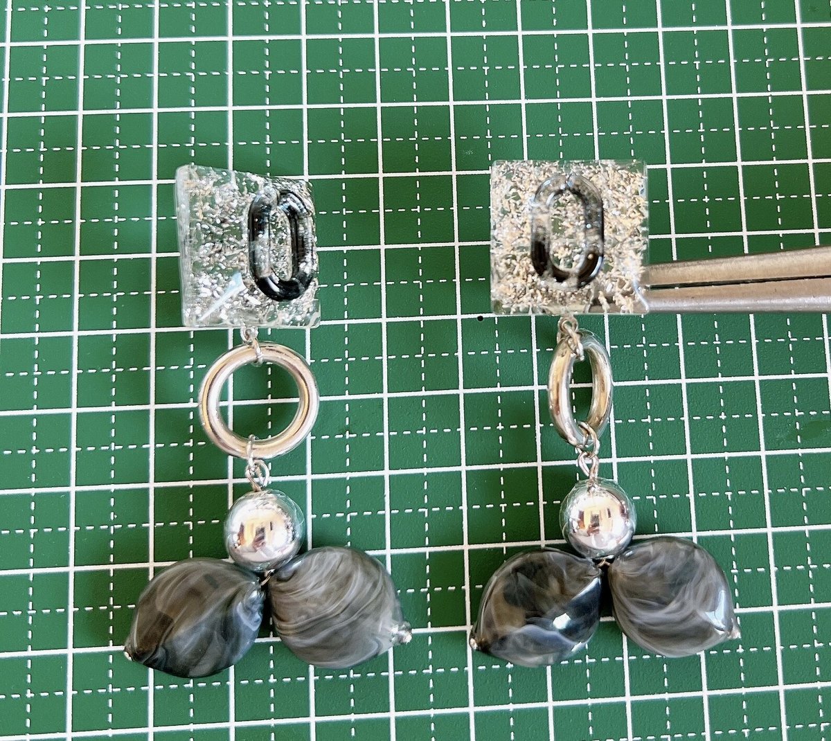 シルバーブラックピアス・イヤリング | peth handmade accessory store
