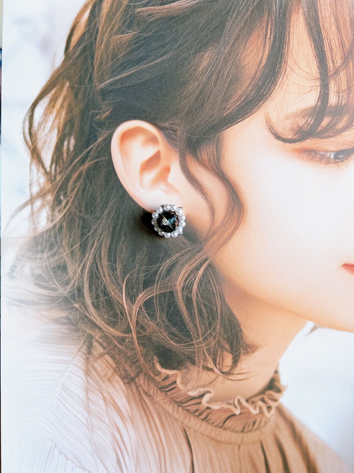 No.246 ピアス イヤリング 手染めビーズ