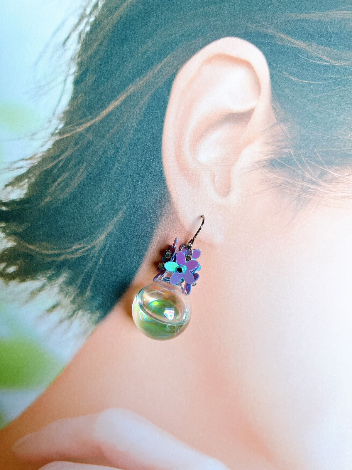 ハンドメイド ♡ 蝶々と羽根ピアス イヤリング（すすき野原で ピアス  