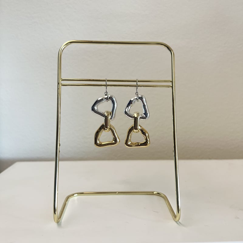 シルバーゴールドの大ぶりピアス・イヤリング | peth handmade