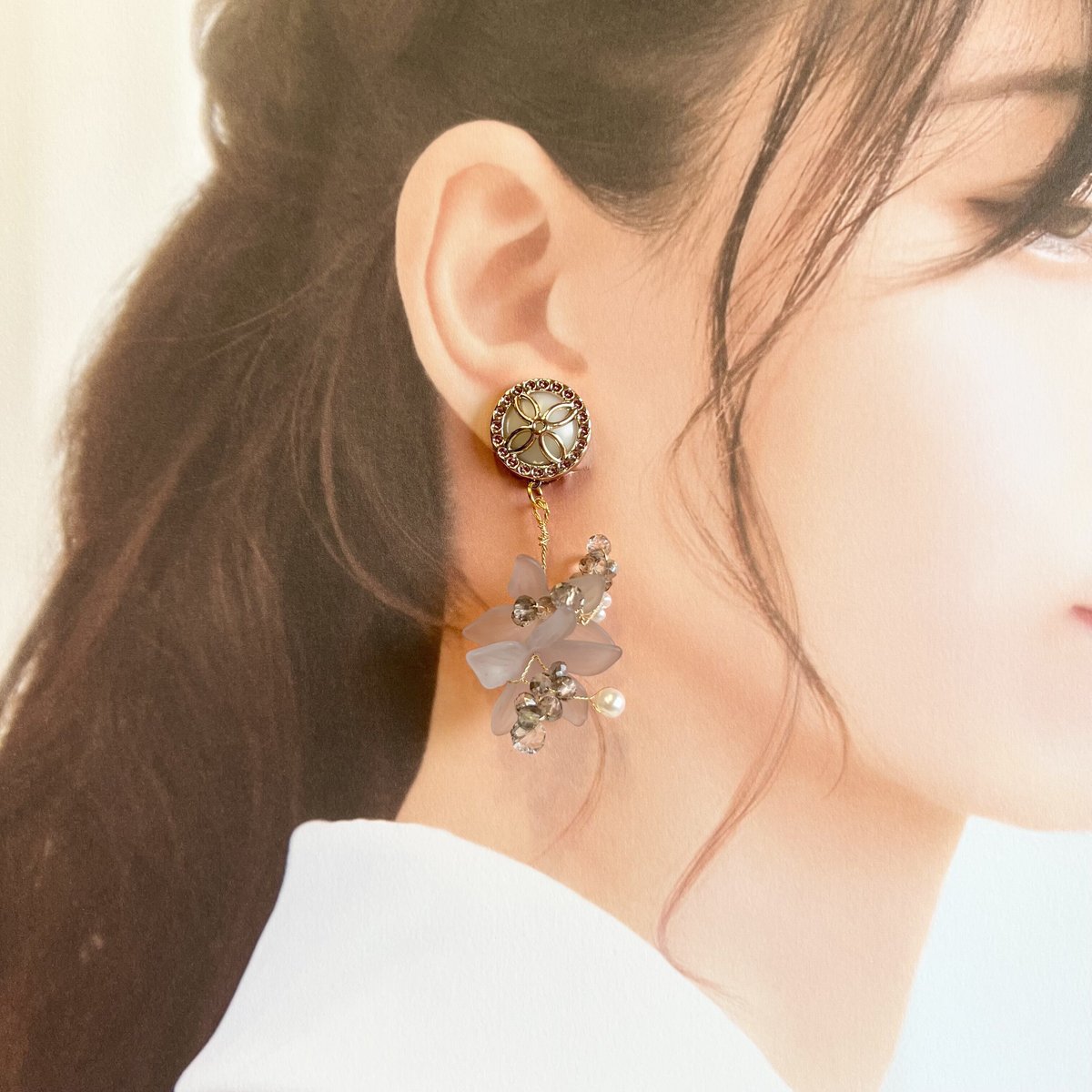ワイヤービーズのフラワーピアス・イヤリング | peth handmade 