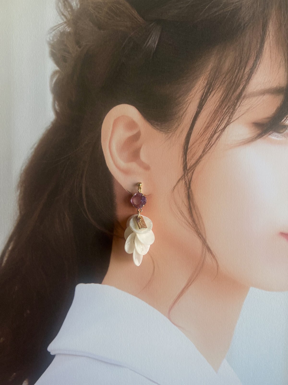 パープルシェルイヤリング・ピアス | peth handmade accessory store