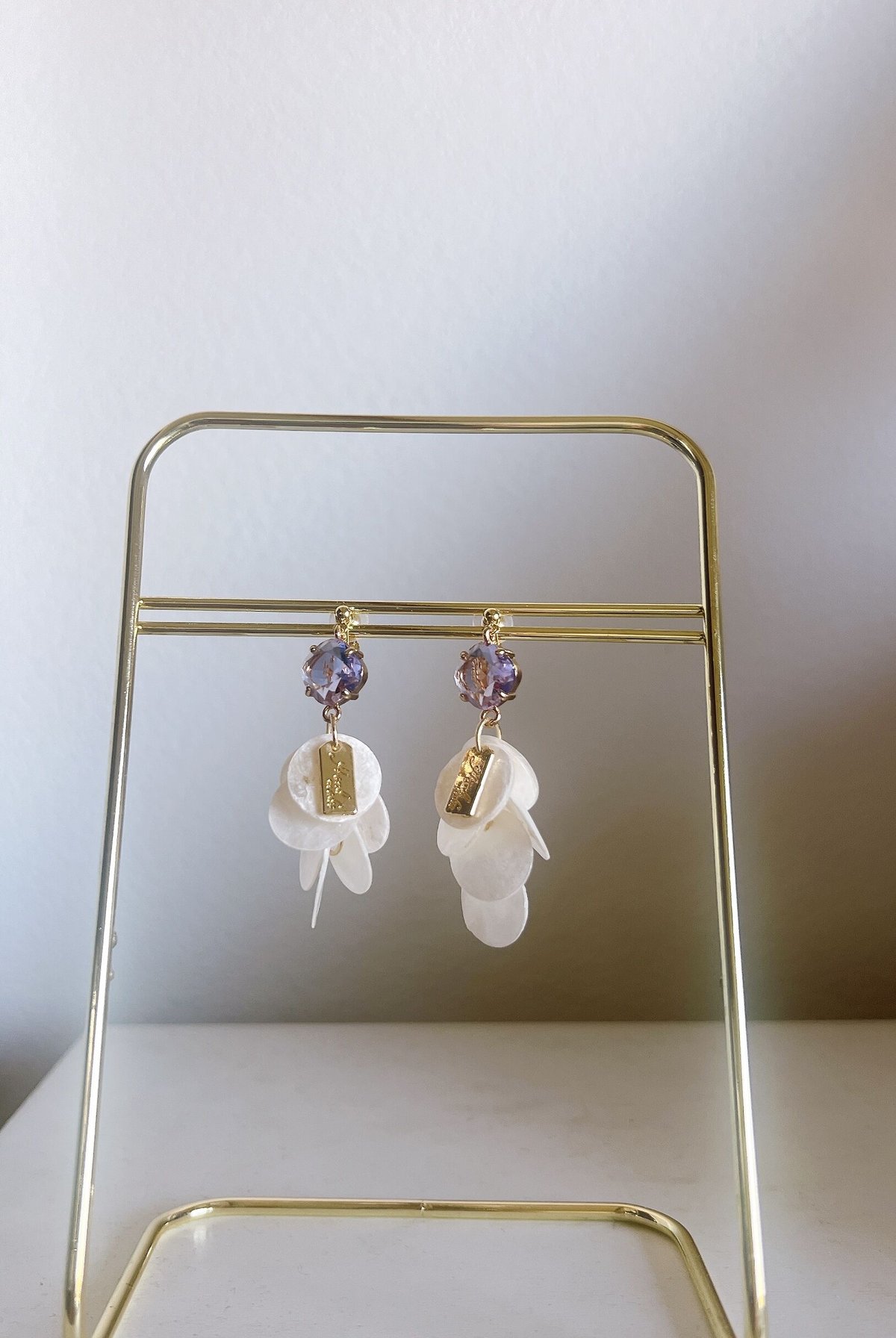 パープルシェルイヤリング・ピアス | peth handmade accessory store 