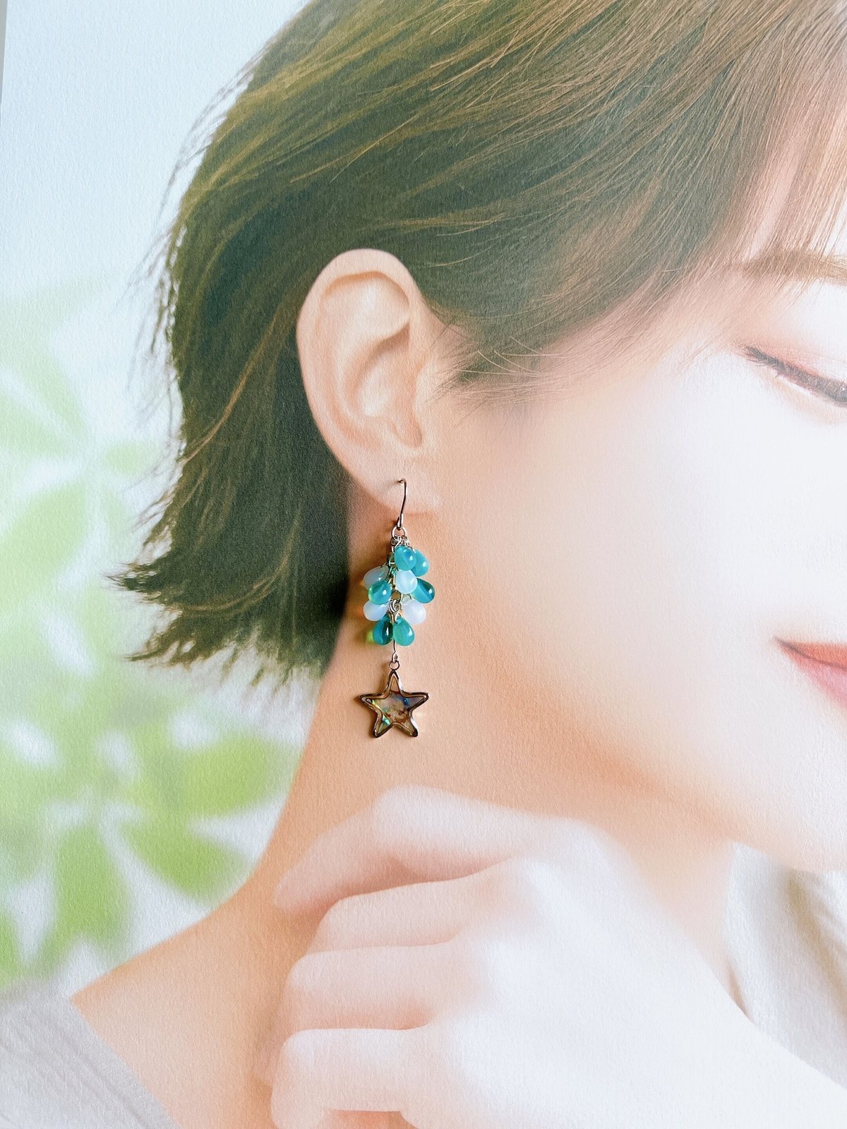 チェコガラスのシェルスターピアス・イヤリング | peth handmade 