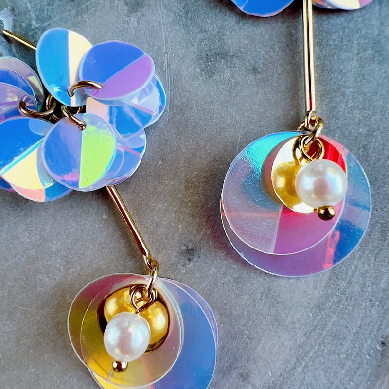 オーロラスパンコールピアス・イヤリング | peth handmade オーロラスパンコールピアス・イヤリング | peth handmade