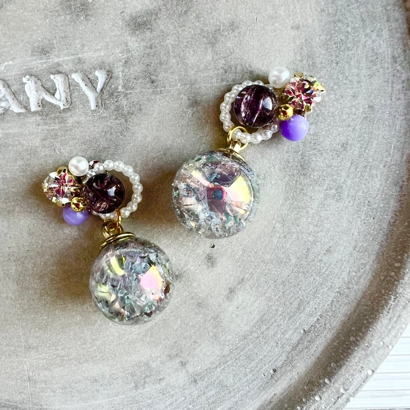 ブラウン系 ビジュー ピアス ハンドメイド イヤリング変更可 ブラウン