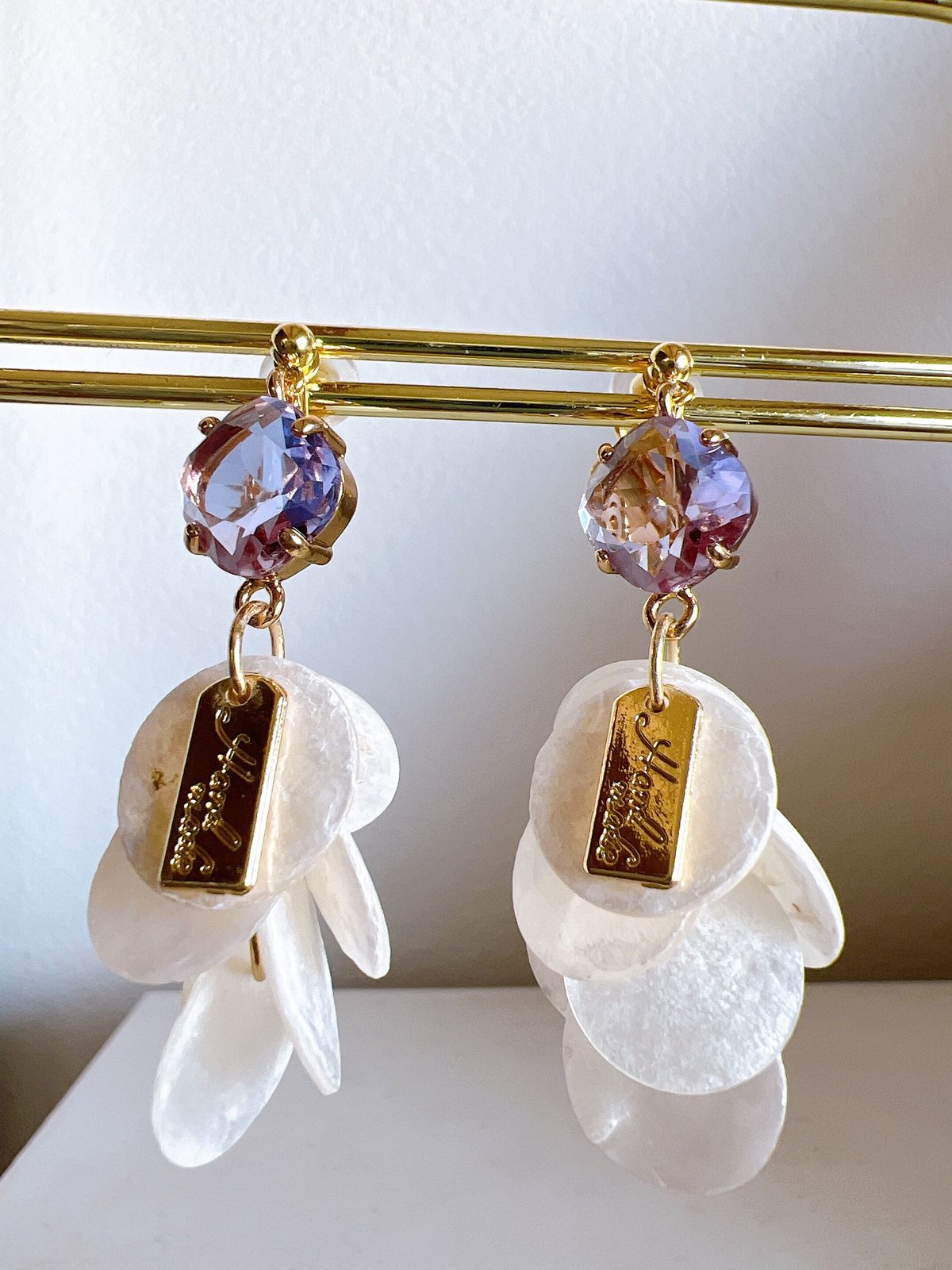 パープルシェルイヤリング・ピアス | peth handmade accessory store 