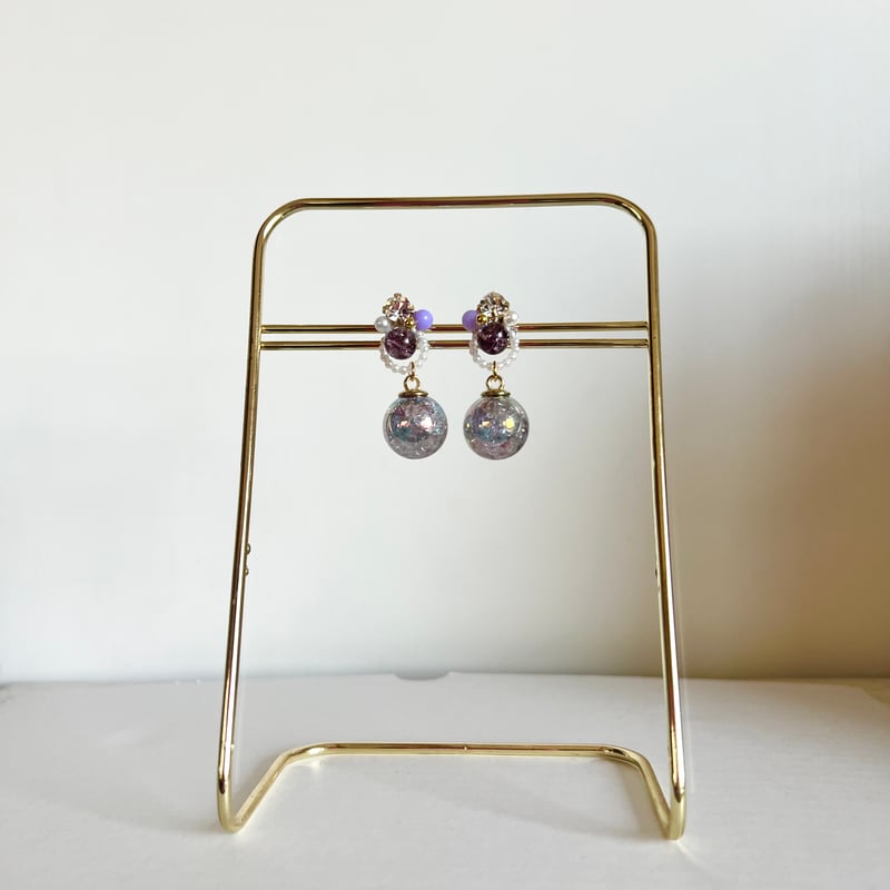 パープルドームのビジューピアス・イヤリング | peth handmade
