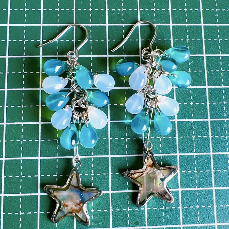チェコガラスのシェルスターピアス・イヤリング | peth handmade