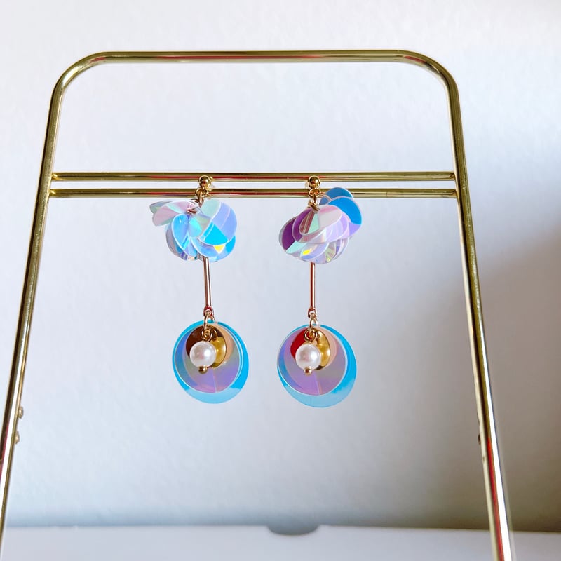 オーロラスパンコールピアス・イヤリング | peth handmade