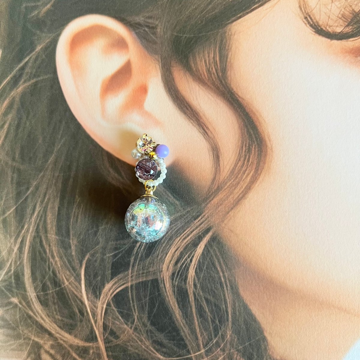 パープルドームのビジューピアス・イヤリング | peth handmade