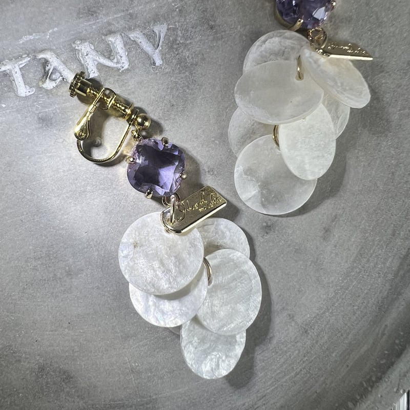 パープルシェルイヤリング・ピアス | peth handmade accessory store