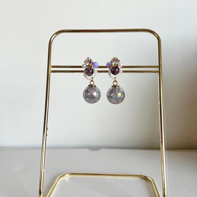 パープルドームのビジューピアス・イヤリング | peth handmade